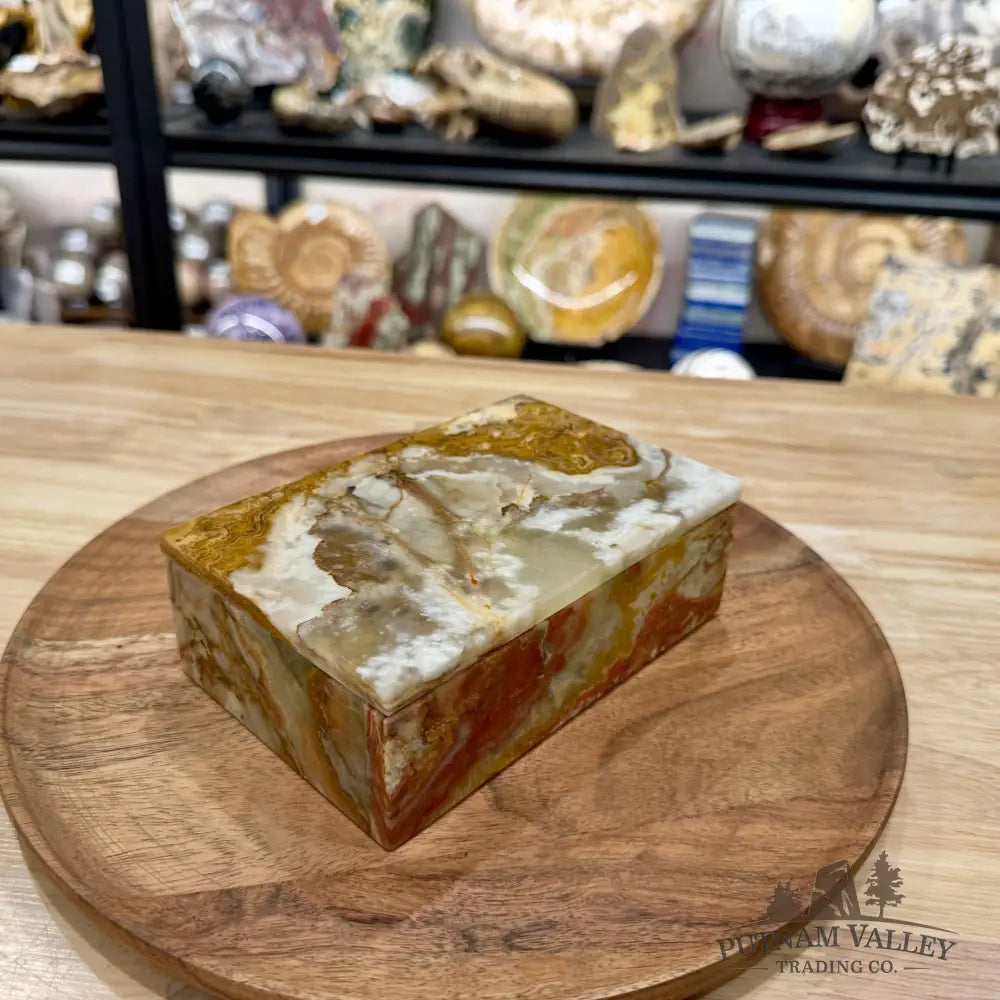 Green Banded Calcite Rectangle Box | Pakistan Onyx - Trinket Box