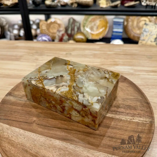 Green Banded Calcite Rectangle Box | Pakistan Onyx - Trinket Box