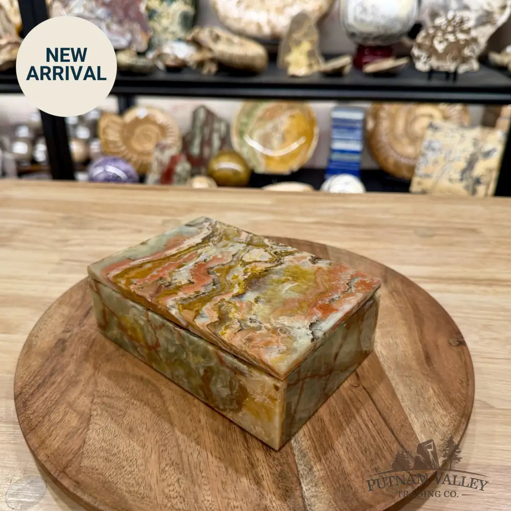 Green Banded Calcite Rectangle Box | Pakistan Onyx - Trinket Box