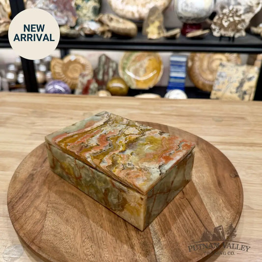 Green Banded Calcite Rectangle Box | Pakistan Onyx - Trinket Box