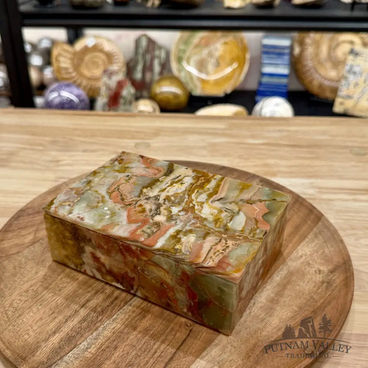Green Banded Calcite Rectangle Box | Pakistan Onyx - Trinket Box