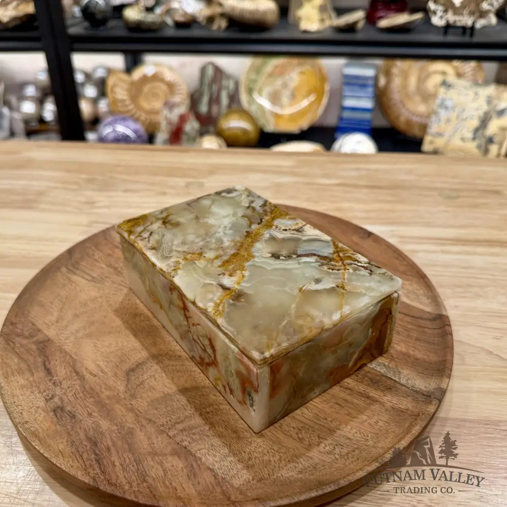 Green Banded Calcite Rectangle Box | Pakistan Onyx - Trinket Box