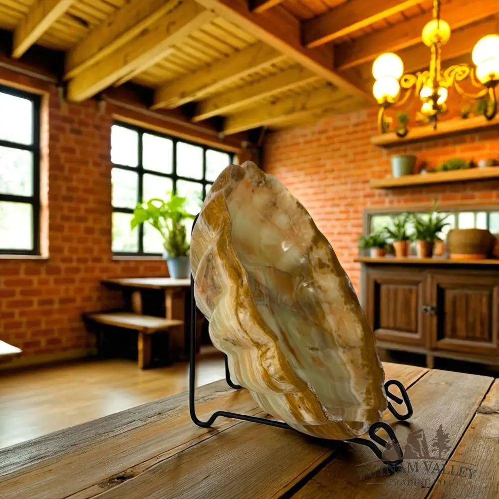 Green Banded Calcite Scalloped Bowl Bowl