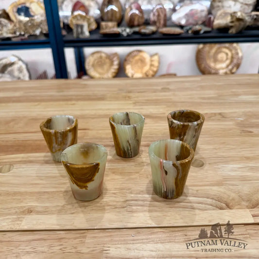 Green Banded Calcite Shot Glass Bowl