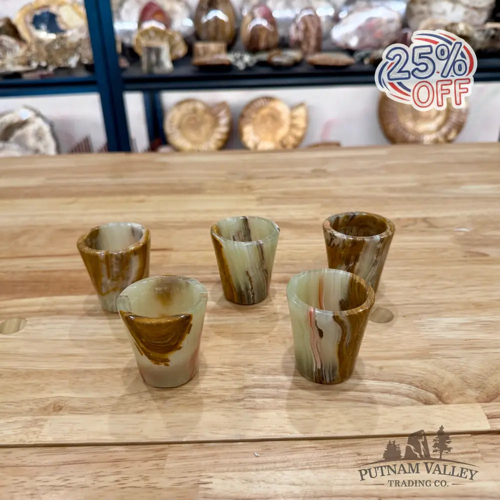 Green Banded Calcite Shot Glass Bowl