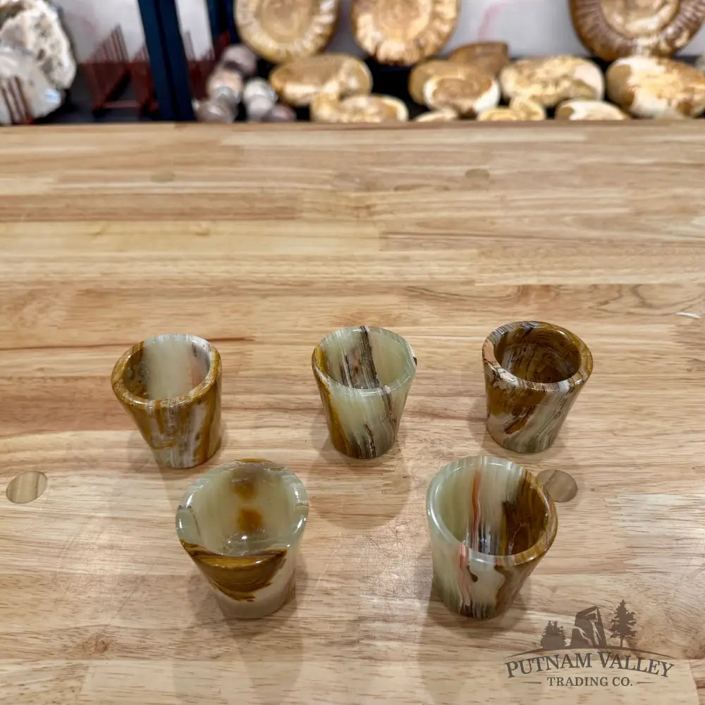 Green Banded Calcite Shot Glass Bowl