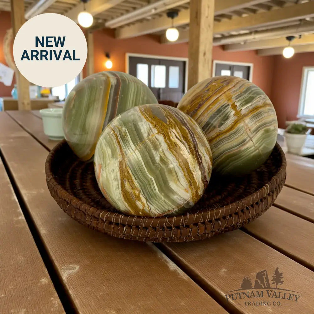 Green Banded Calcite Sphere 4’’ sphere