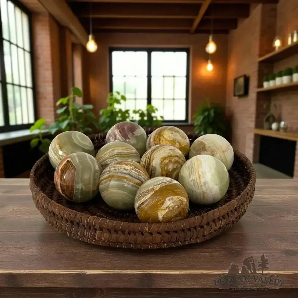 Green Banded Calcite Spheres - Putnam Valley Trading Co.