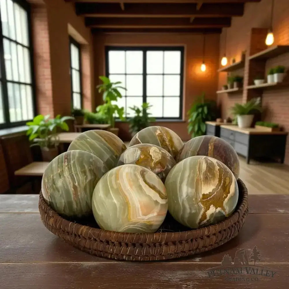Green Banded Calcite Spheres - Putnam Valley Trading Co.