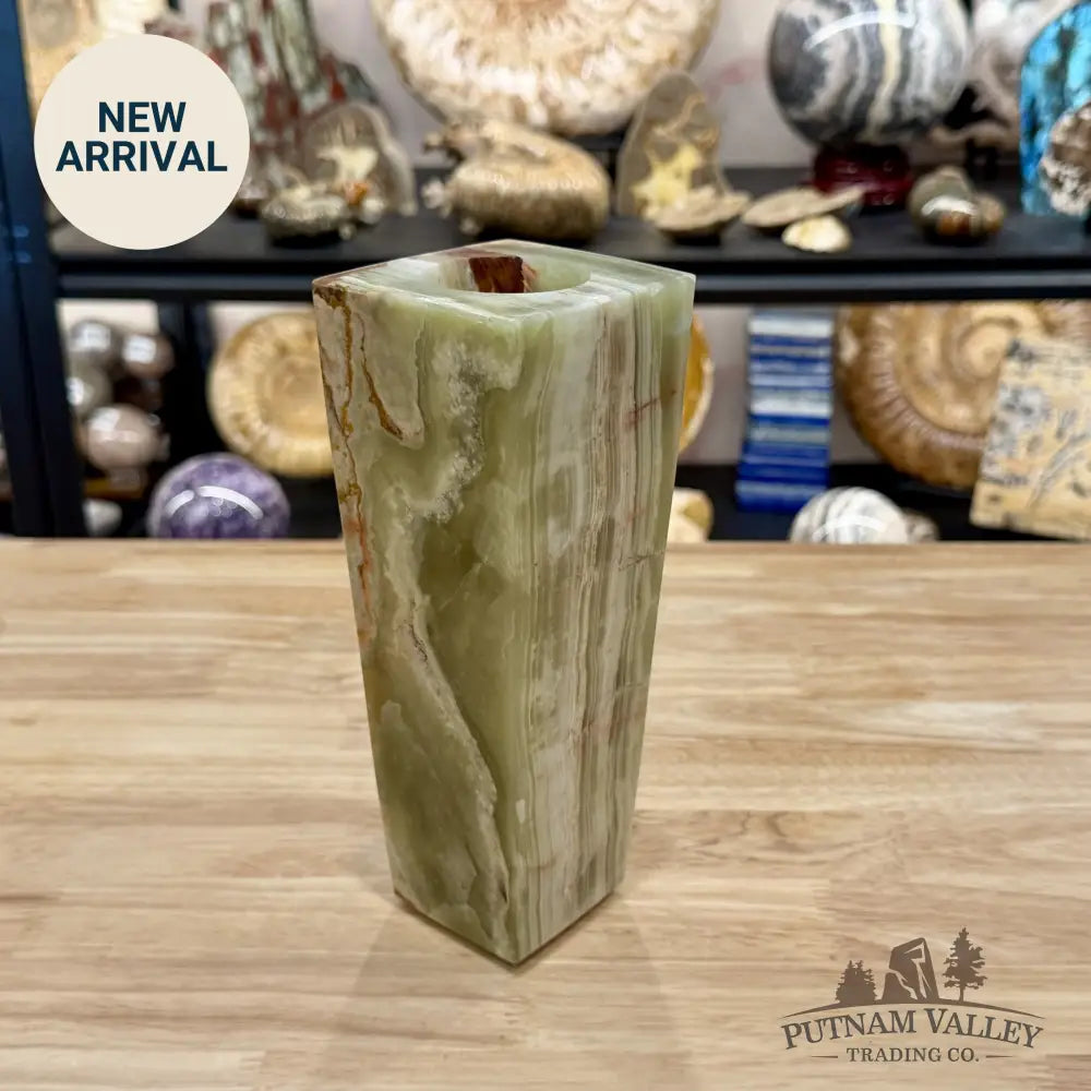 Green Banded Calcite Square Vase - Vase