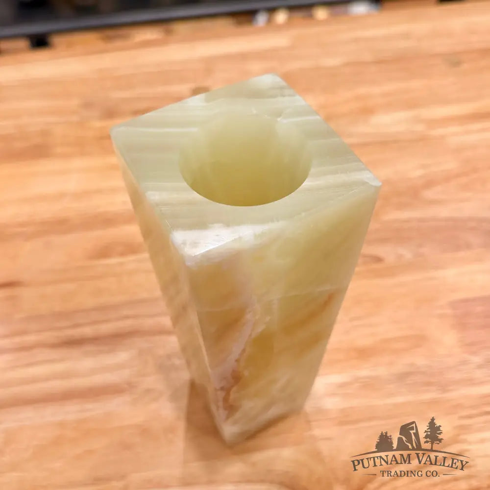 Green Banded Calcite Square Vase - Vase