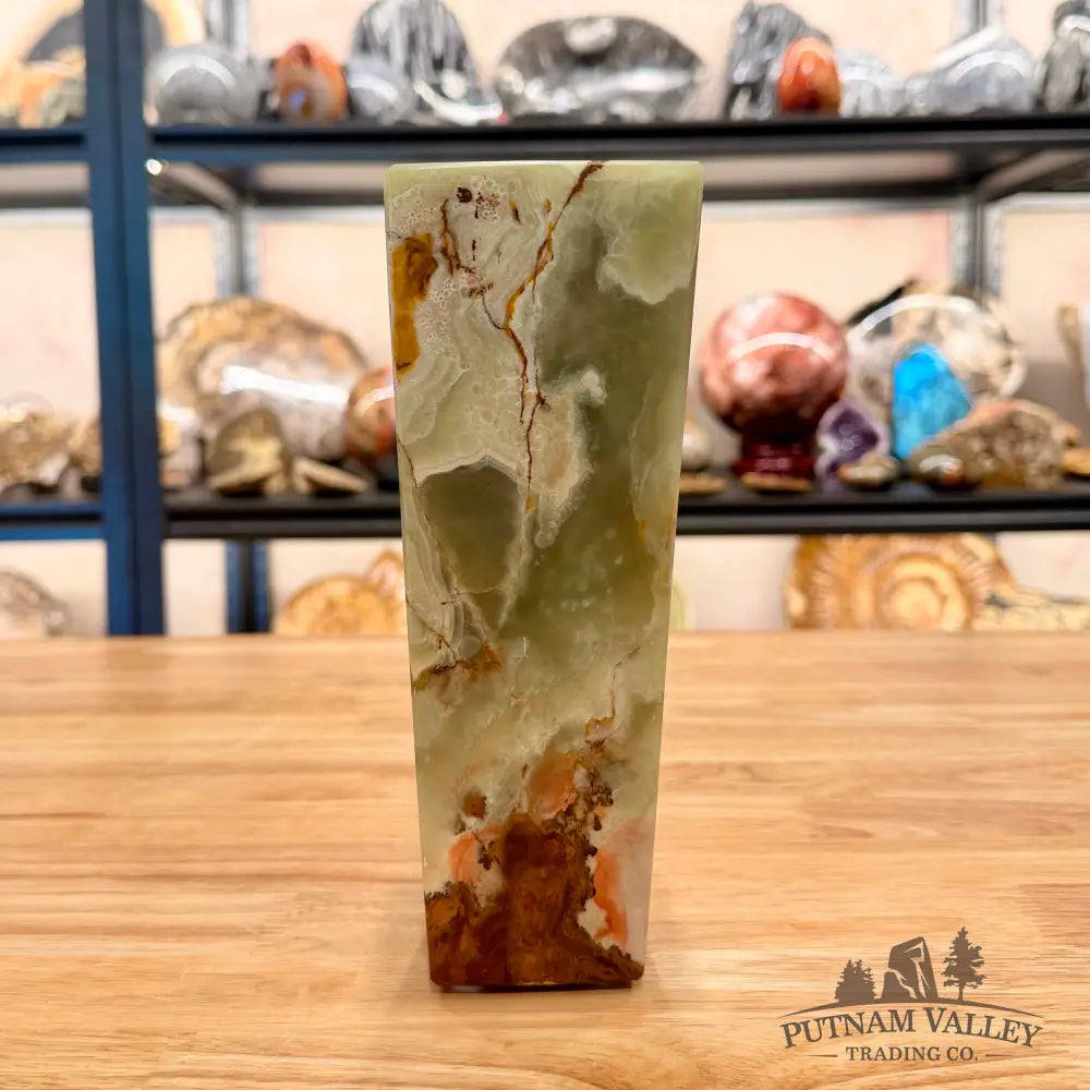 Green Banded Calcite Square Vase - Vase