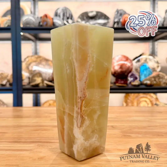 Green Banded Calcite Square Vase - Vase