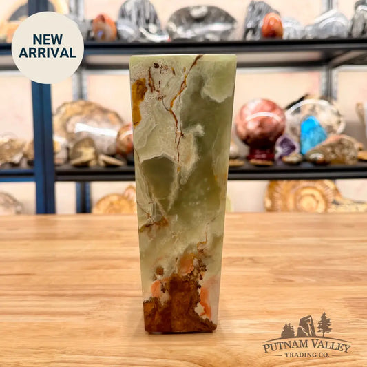 Green Banded Calcite Square Vase - Vase