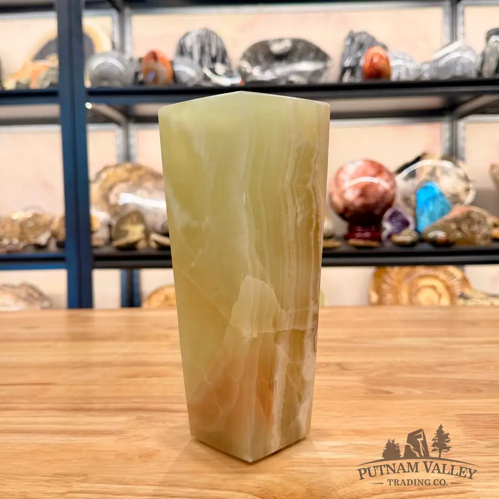 Green Banded Calcite Square Vase - Vase