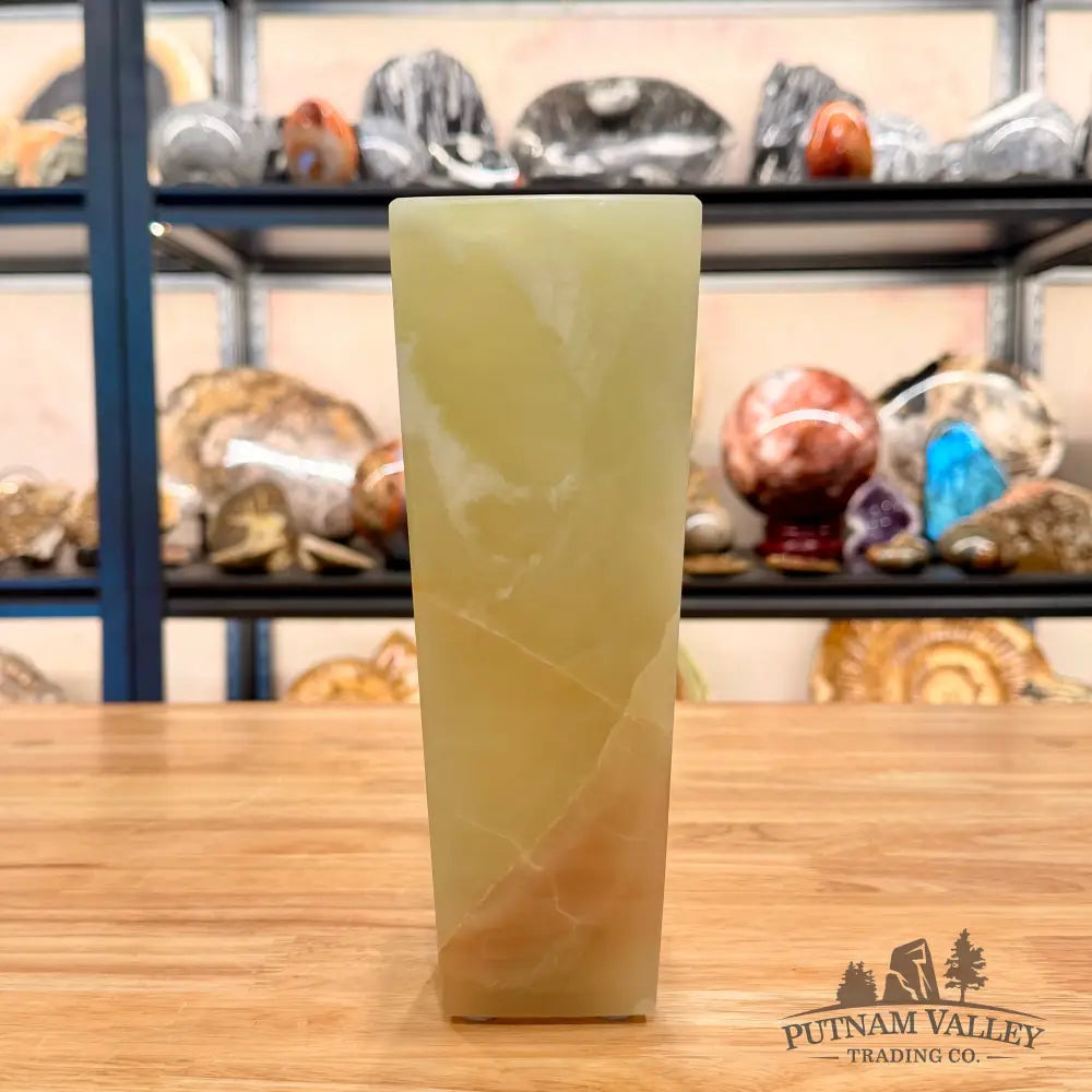 Green Banded Calcite Square Vase - Vase