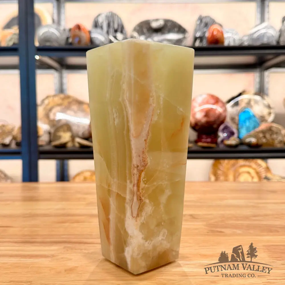 Green Banded Calcite Square Vase - Vase