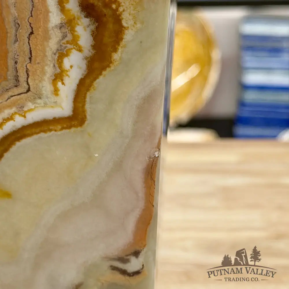 Green Banded Calcite Square Vase - Vase