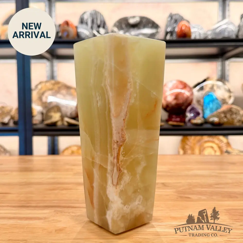 Green Banded Calcite Square Vase - Vase