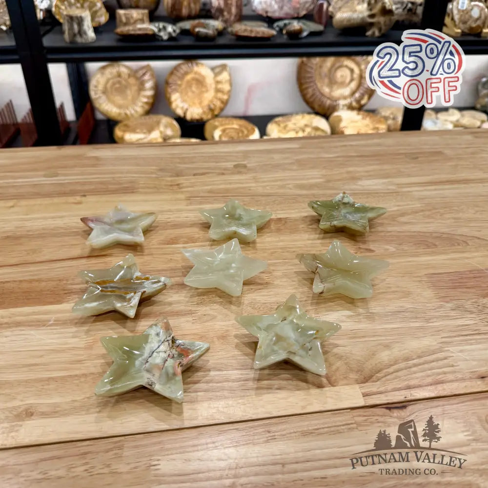 Green Banded Calcite Star Dish 3.2’’ Plate