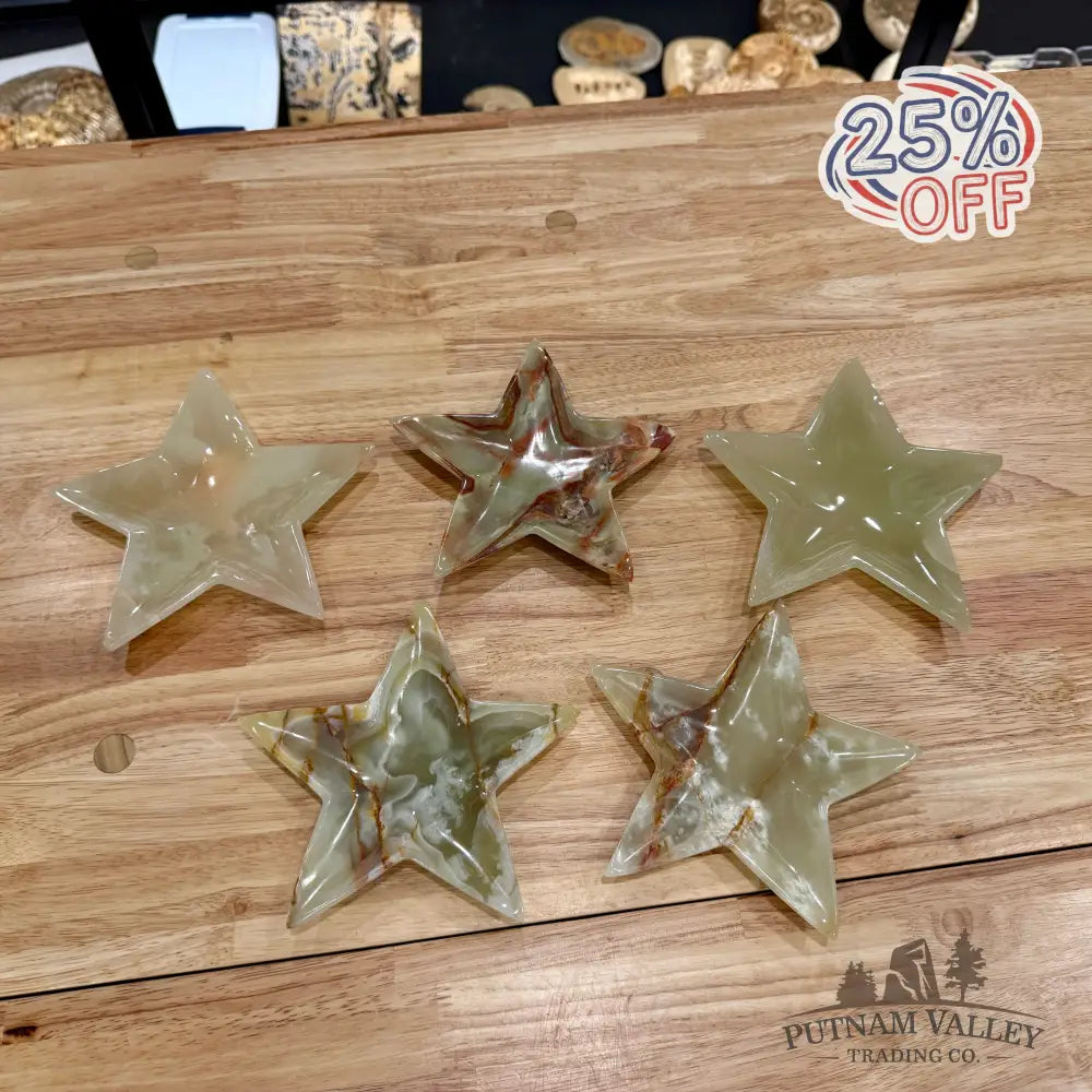 Green Banded Calcite Star Dish 6.2’’ Plate