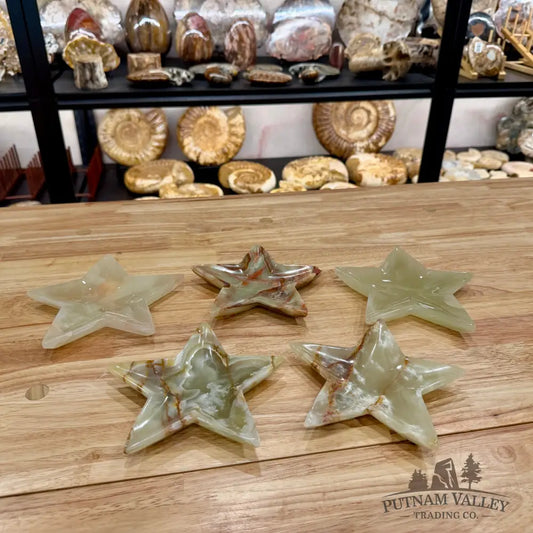 Green Banded Calcite Star Dish 6.2’’ Plate