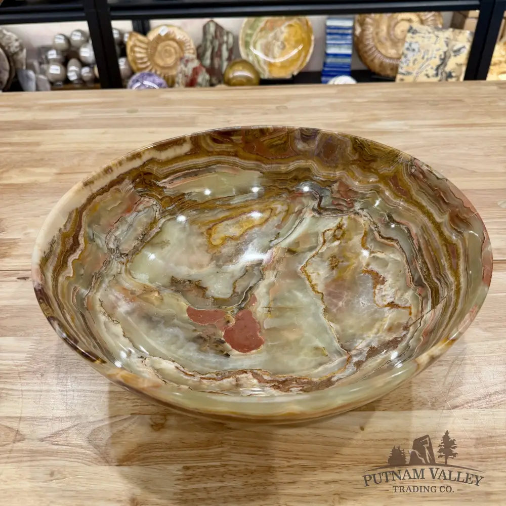 Green Banded Calcite Bowl 13.7’’ - Bowl