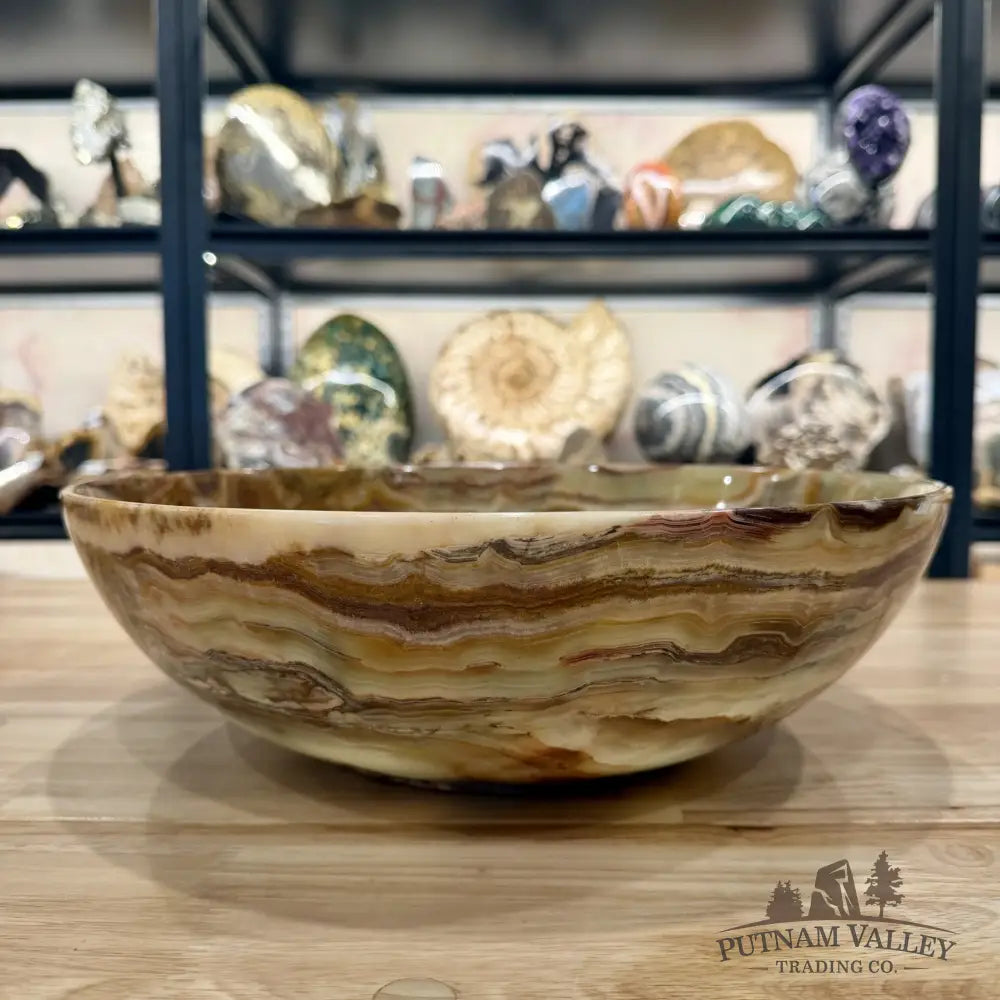 Green Banded Calcite Bowl 13.7’’ - Bowl