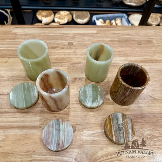 Green Banded Calcite Tall Keepsake Box - Trinket Box