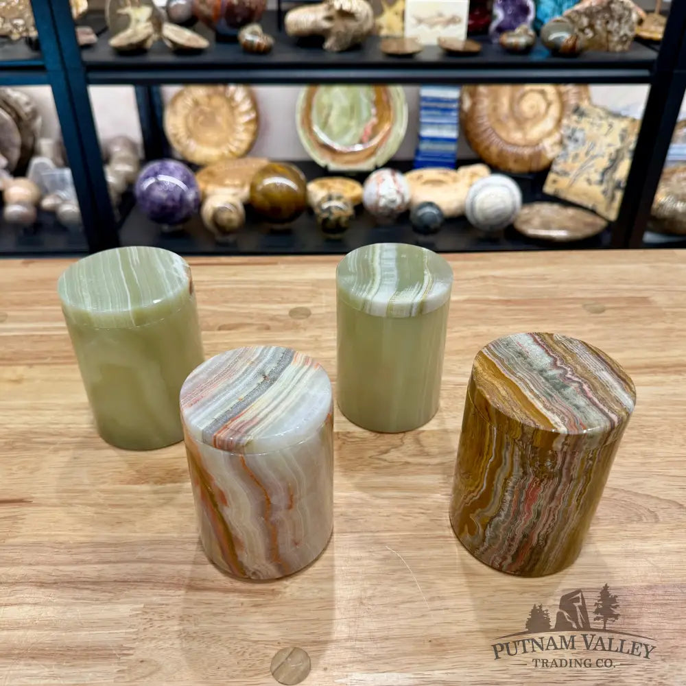 Green Banded Calcite Tall Keepsake Box - Trinket Box
