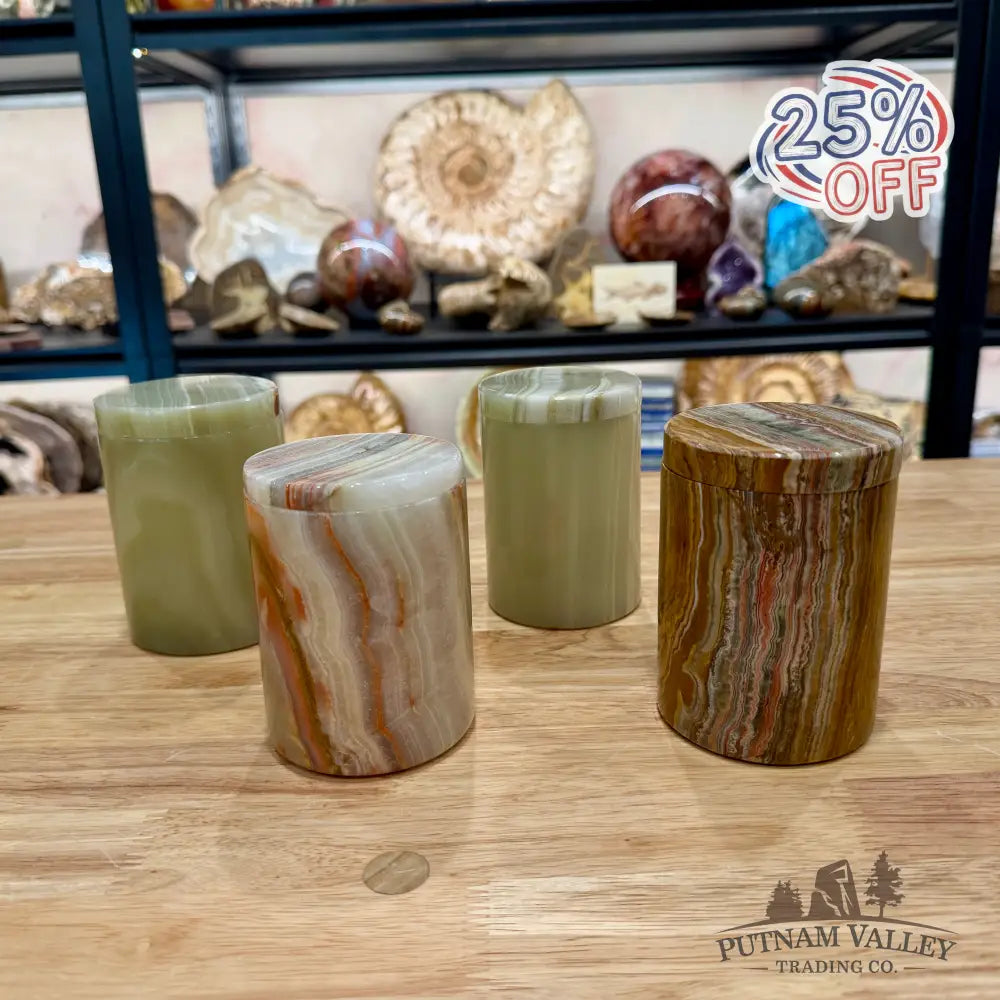 Green Banded Calcite Tall Keepsake Box - Trinket Box