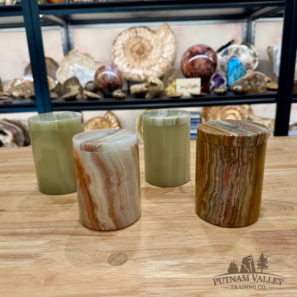 Green Banded Calcite Tall Keepsake Box - Trinket Box
