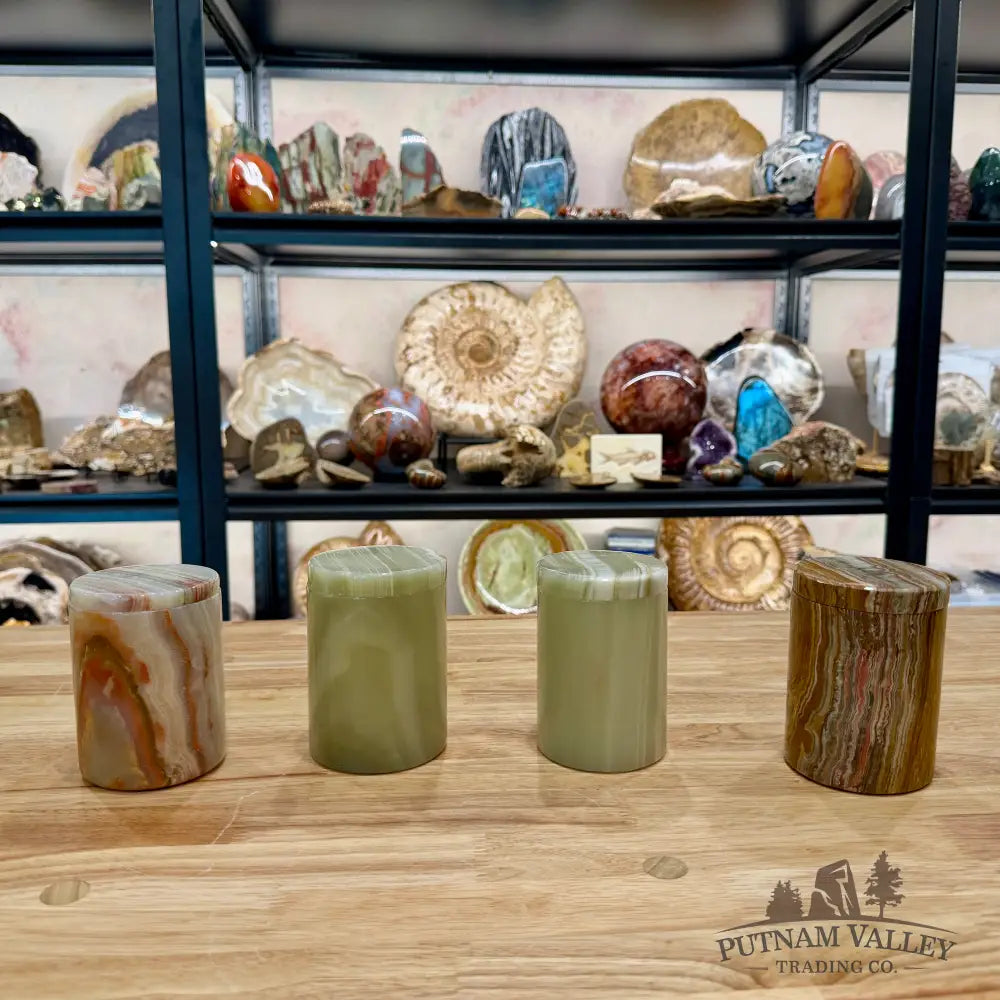 Green Banded Calcite Tall Keepsake Box - Trinket Box