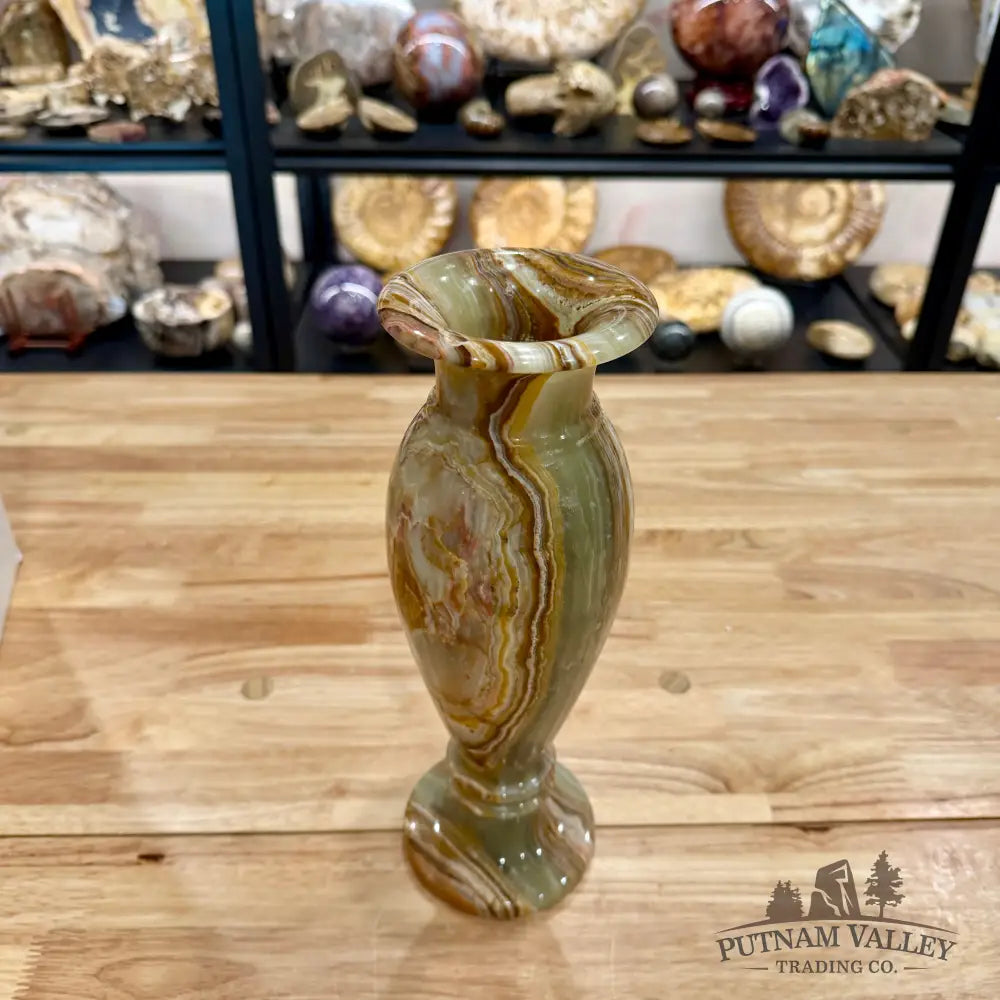 Green Banded Calcite Vase Vase