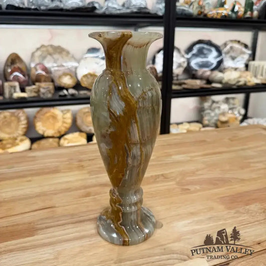 Green Banded Calcite Vase - Putnam Valley Trading Co.