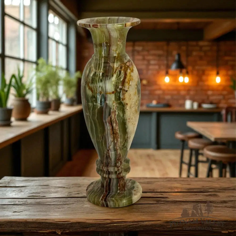 Green Banded Calcite Vase Vase