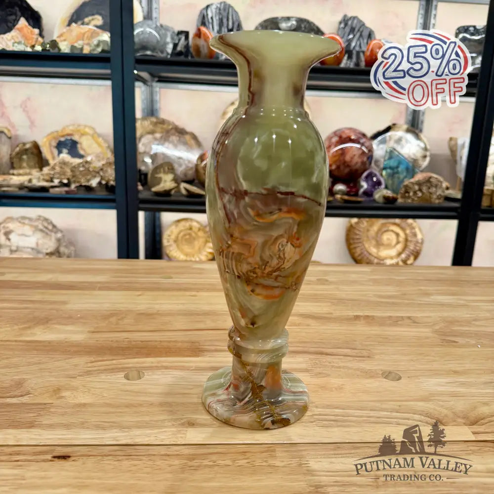 Green Banded Calcite Vase Vase