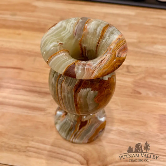 Green Banded Calcite Vase 7.7’’ Vase