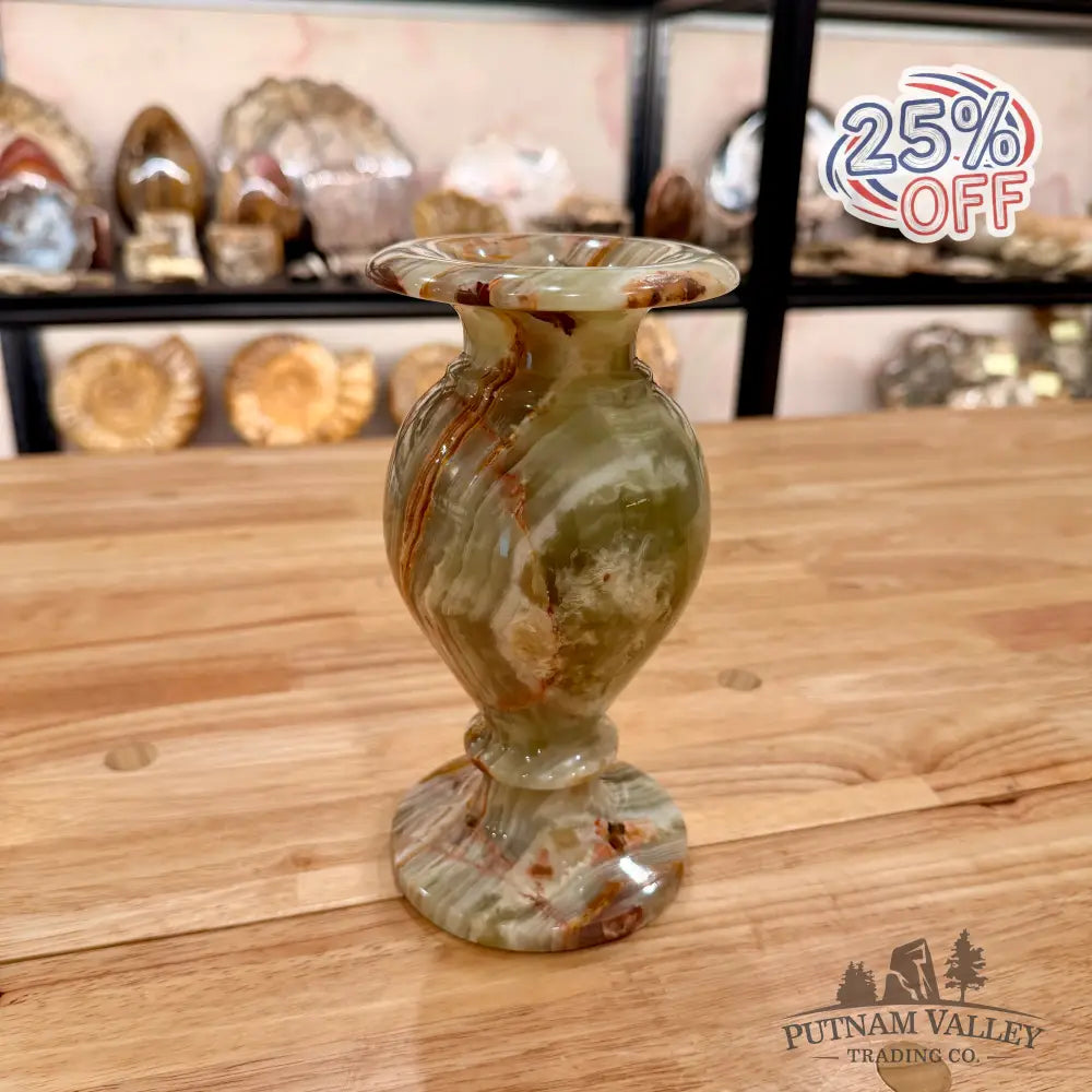 Green Banded Calcite Vase 7.7’’ Vase