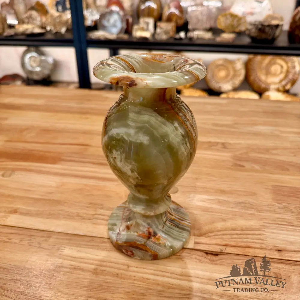 Green Banded Calcite Vase 7.7’’ Vase