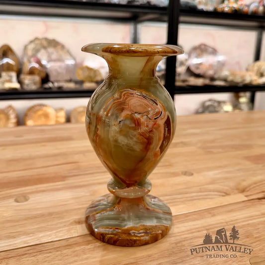 Green Banded Calcite Vase 7.7’’ Vase