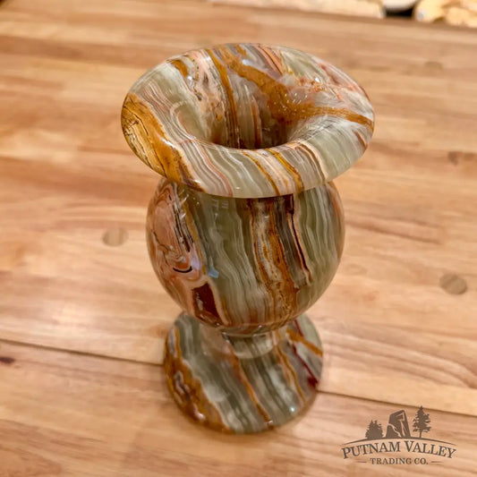 Green Banded Calcite Vase 7.7’’ Vase