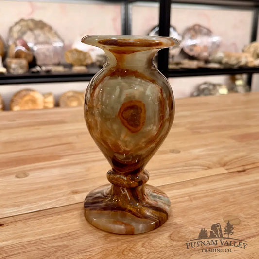 Green Banded Calcite Vase 7.7’’ Vase