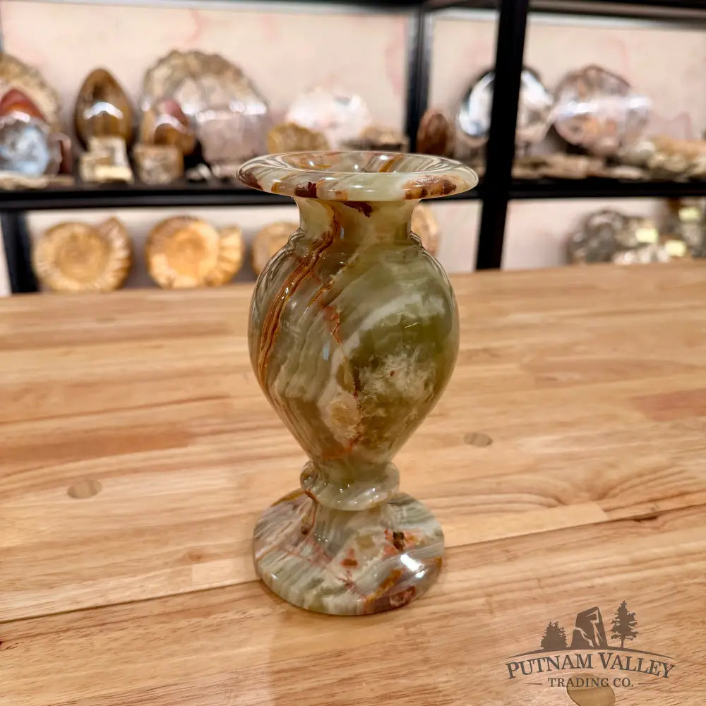 Green Banded Calcite Vase 7.7’’ Vase