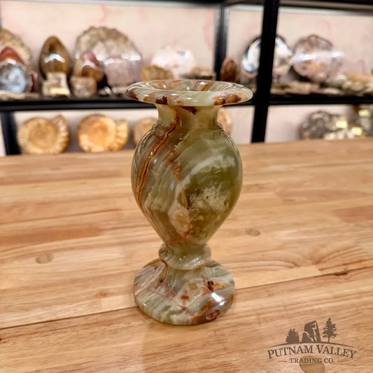 Green Banded Calcite Vase 7.7’’ Vase