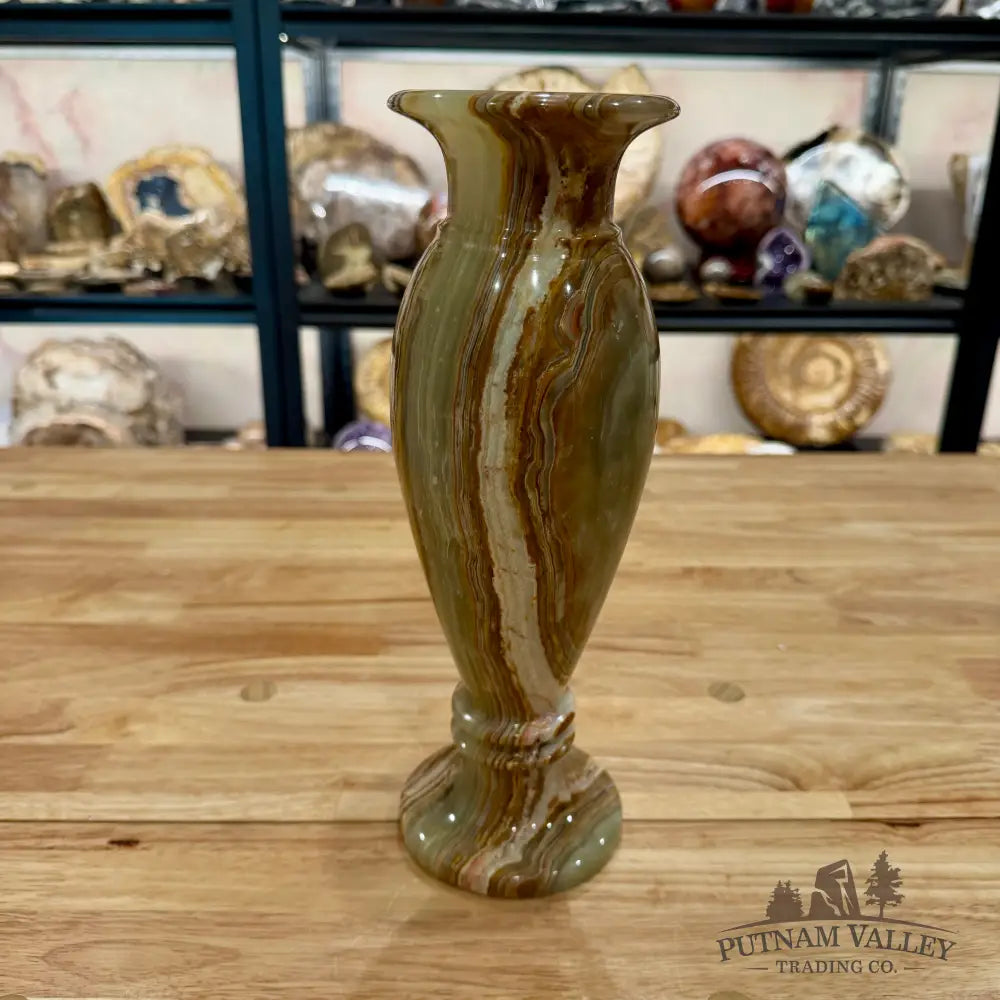Green Banded Calcite Vase Vase