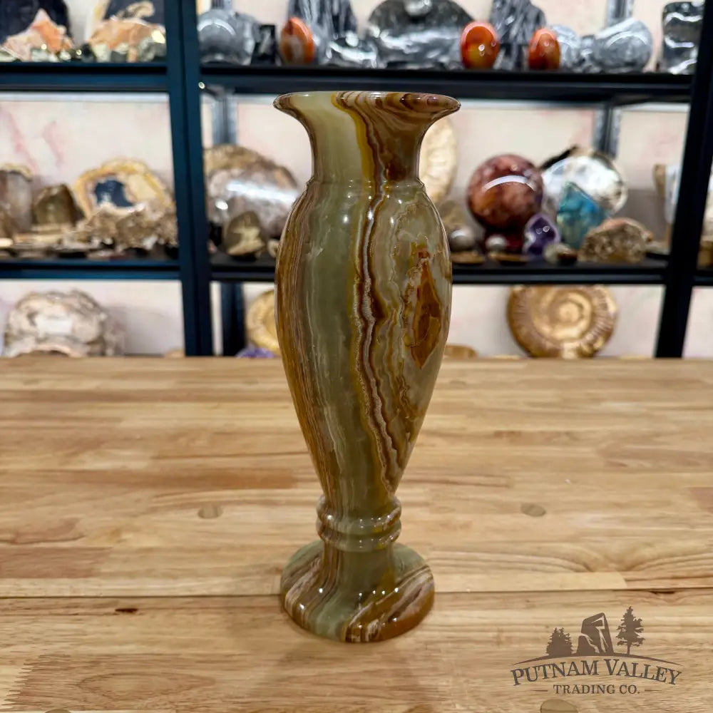 Green Banded Calcite Vase Vase