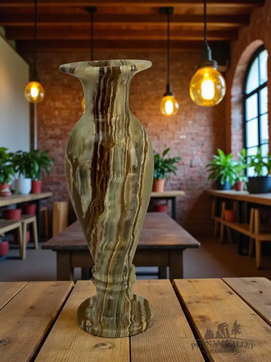 Green Banded Calcite Vase Vase