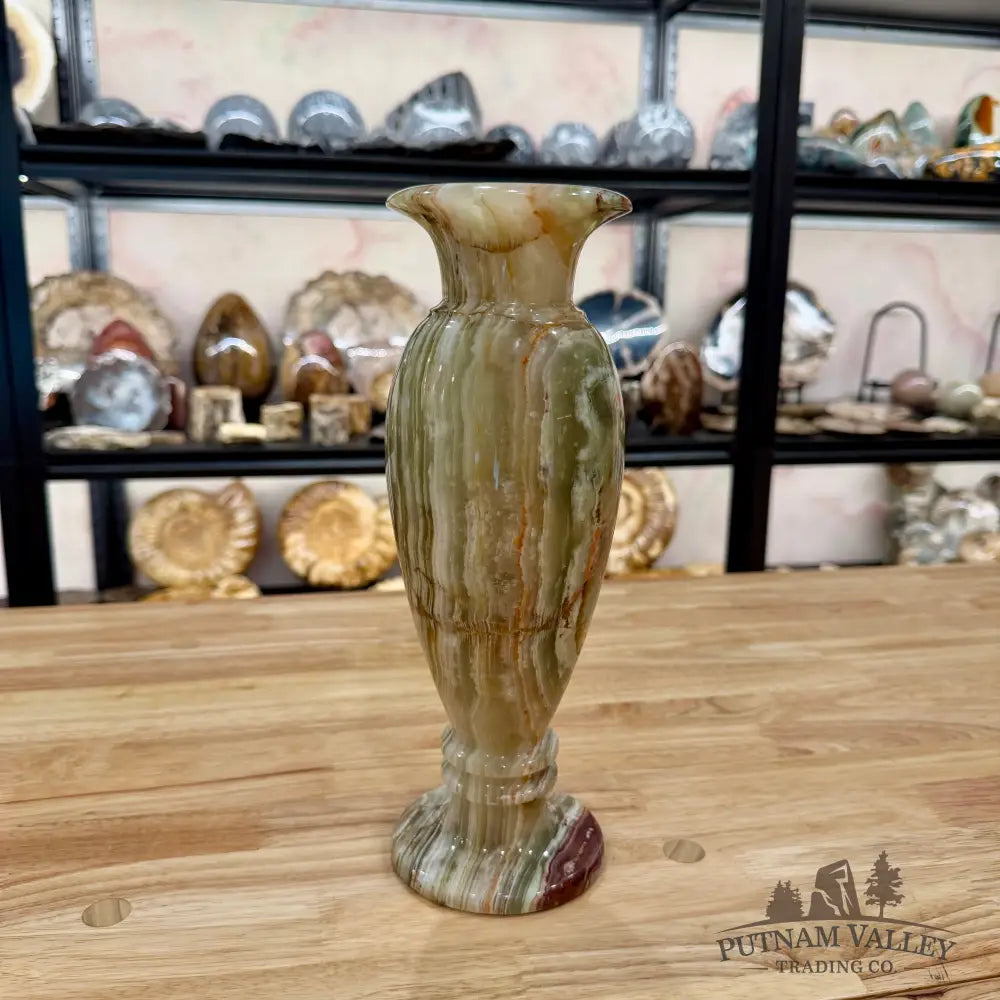 Green Banded Calcite Vase Vase