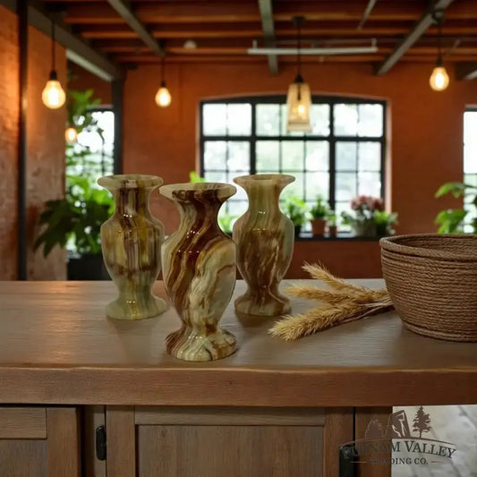 Green Banded Calcite Vase - Putnam Valley Trading Co.